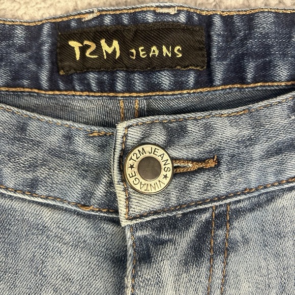 T2M Patch Distressed Mens 32 Straight Leg Skinny Skater Jeans - Picture 3 of 15